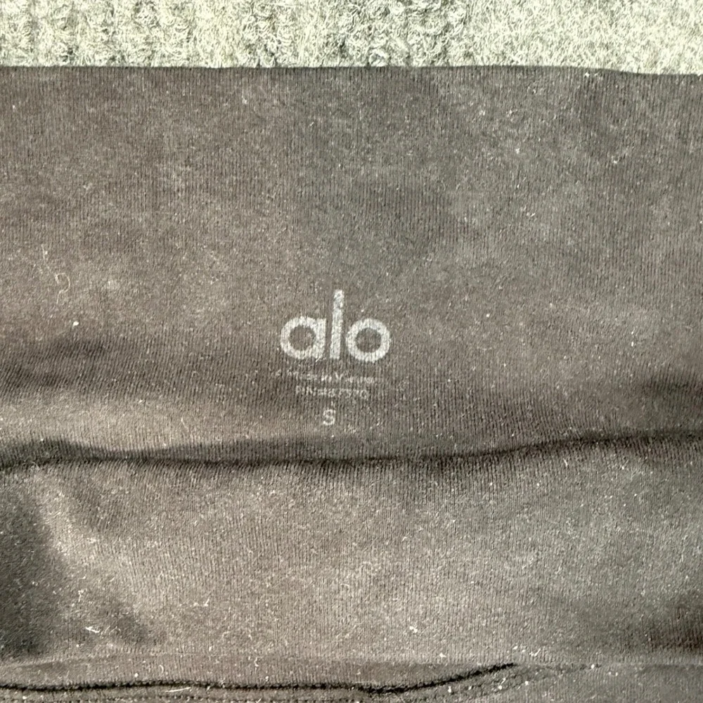 Alo Yoga Womens High Waist Moto Pinstripe Ribbed Leggings Black White Small